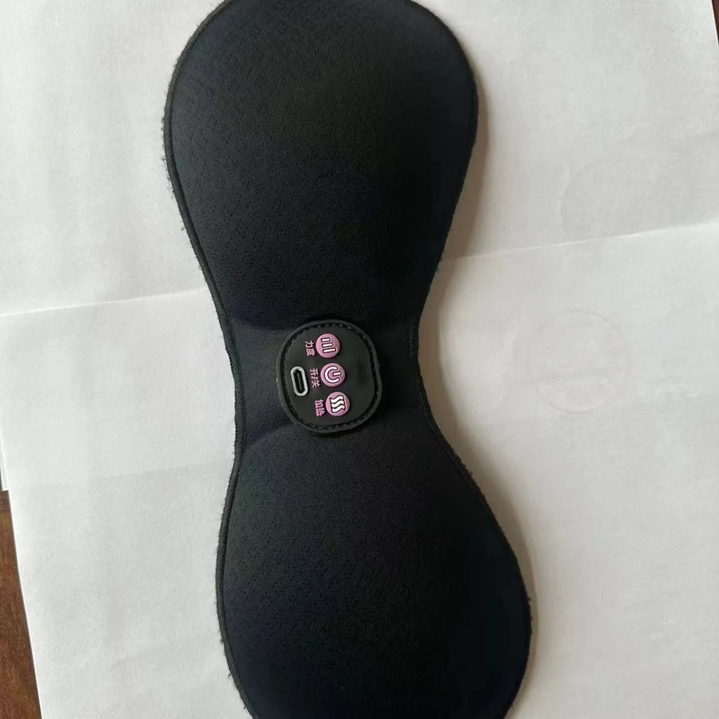Black electric massage bra inner cushion pads with a 3-key English control liner.