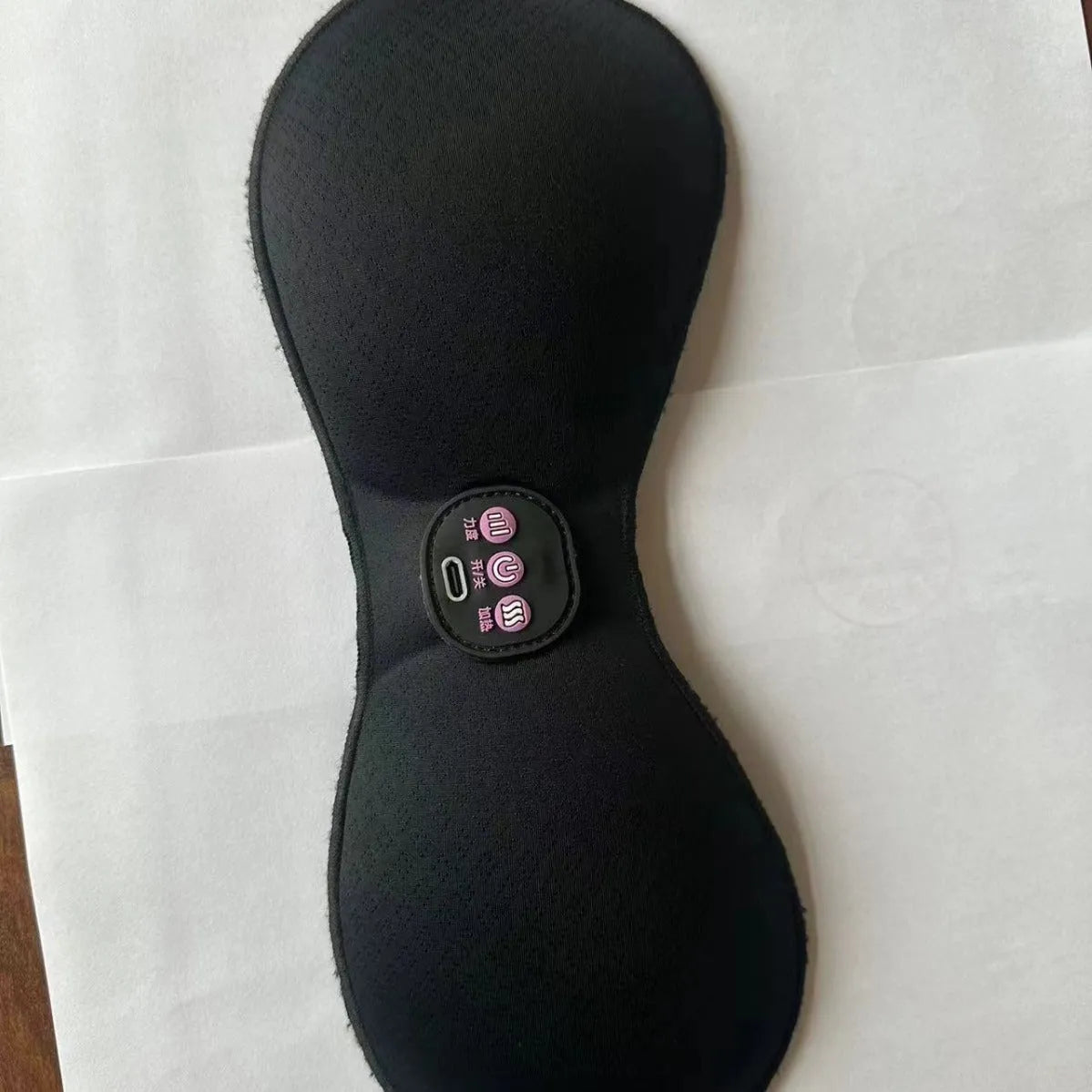 Black electric massage bra inner cushion pads with a 3-key English control liner.