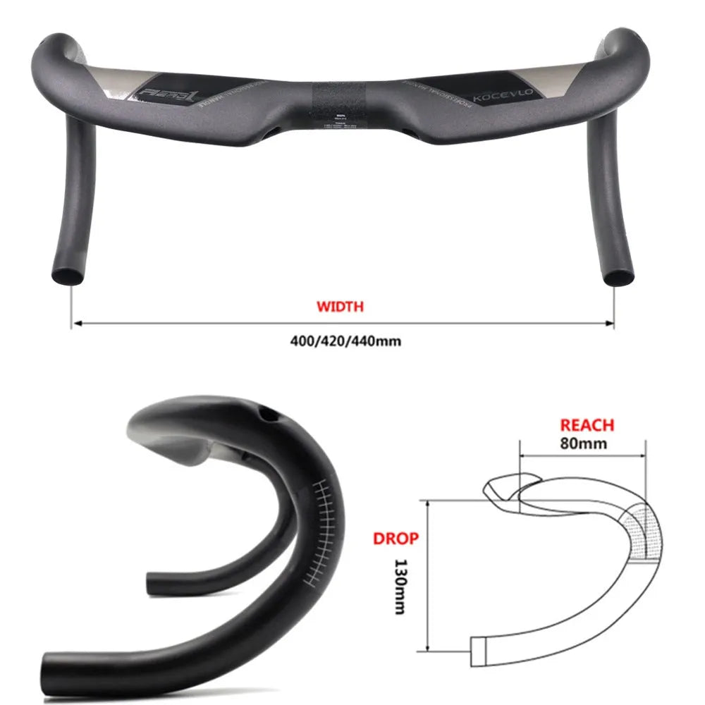 Wei Bike matt carbon fibre bent road bicycle handlebar showing unisex design
