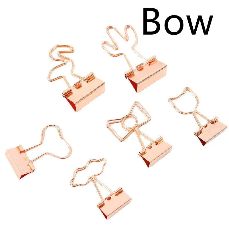 Gold plated decorative metal clip with charm design options for office organisation