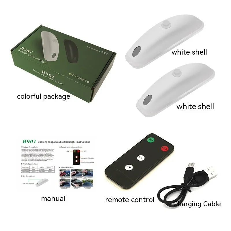 Black universal car strobe light with remote control for anti-collision visibility in rain and fog