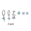 Blue protein flower nail ear studs with zircon mosaic details in gold or silver colour