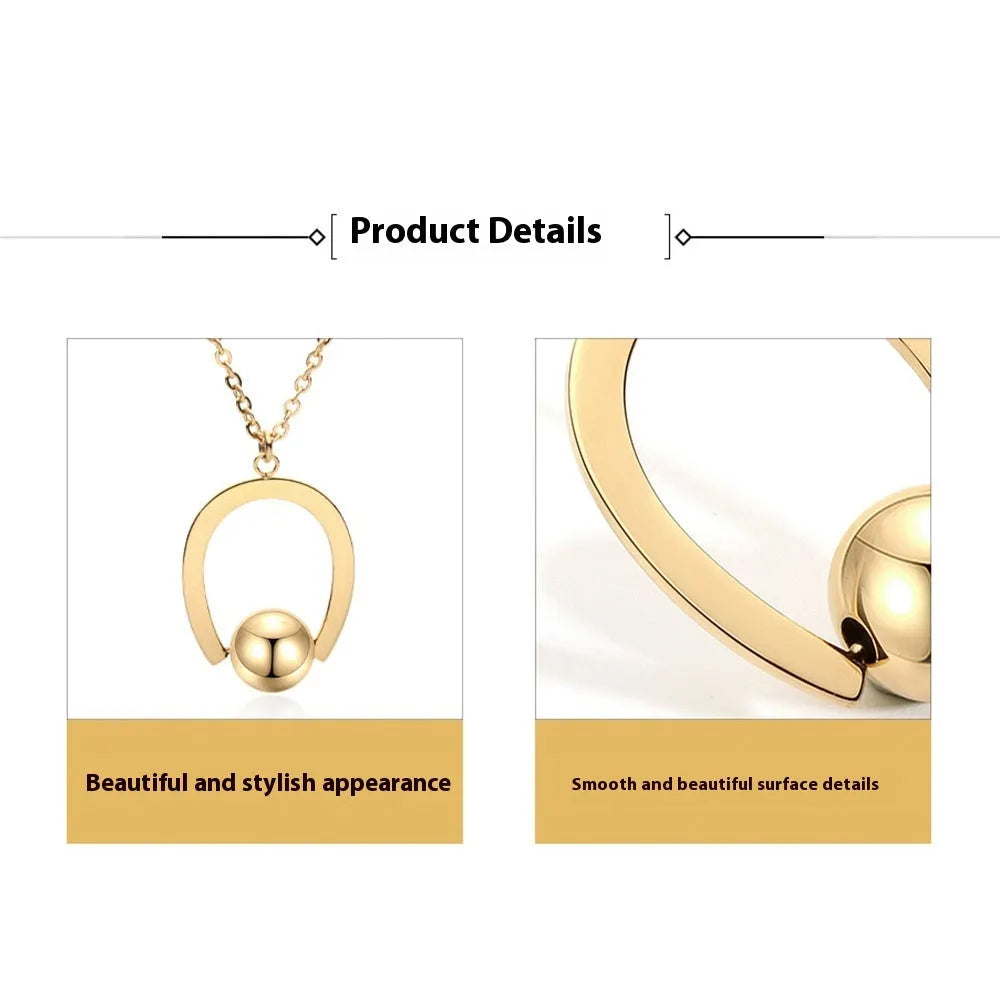 Stainless steel necklace with geometric pendant on a cross chain, in gold or silver colour.