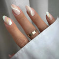 Golden lines plaid pattern wearable nail stickers with drop shape design and JF0518 jelly-like colour
