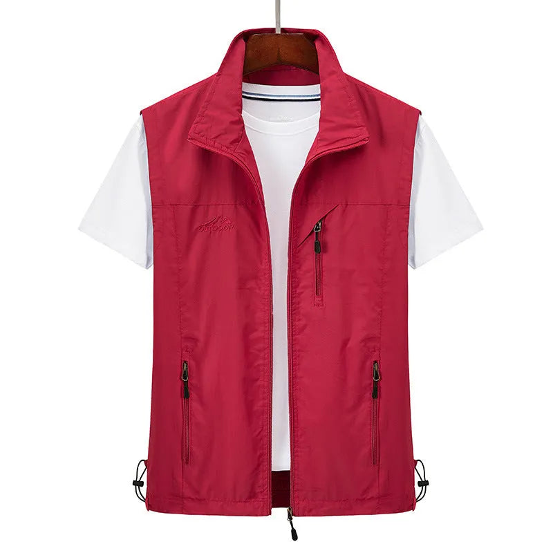 Men's rabbit fur hooded vest in slim fit waistcoat design for outdoor casual wear