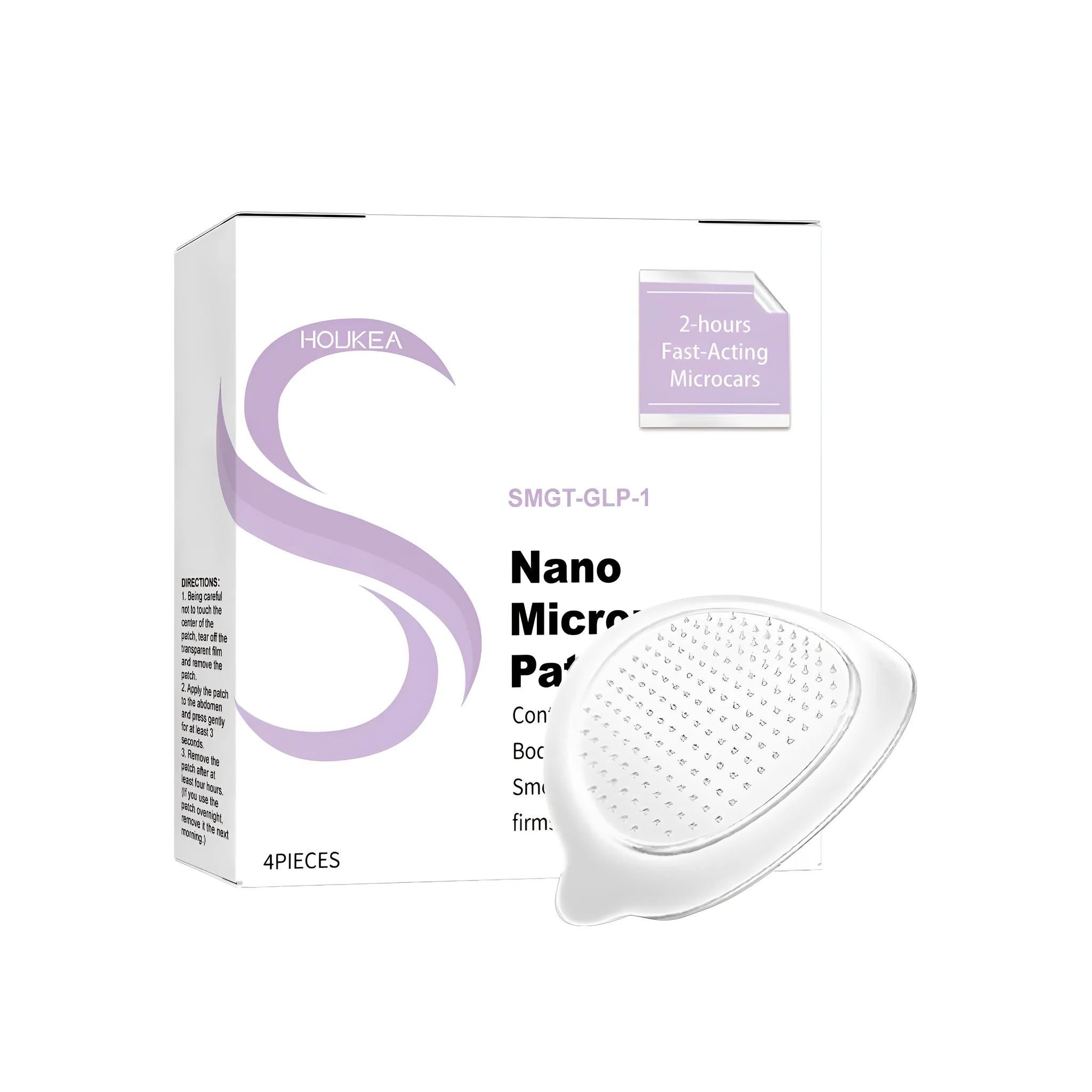 Four nano microneedle facial skincare patches in a pack with ginger and peptide ingredients.