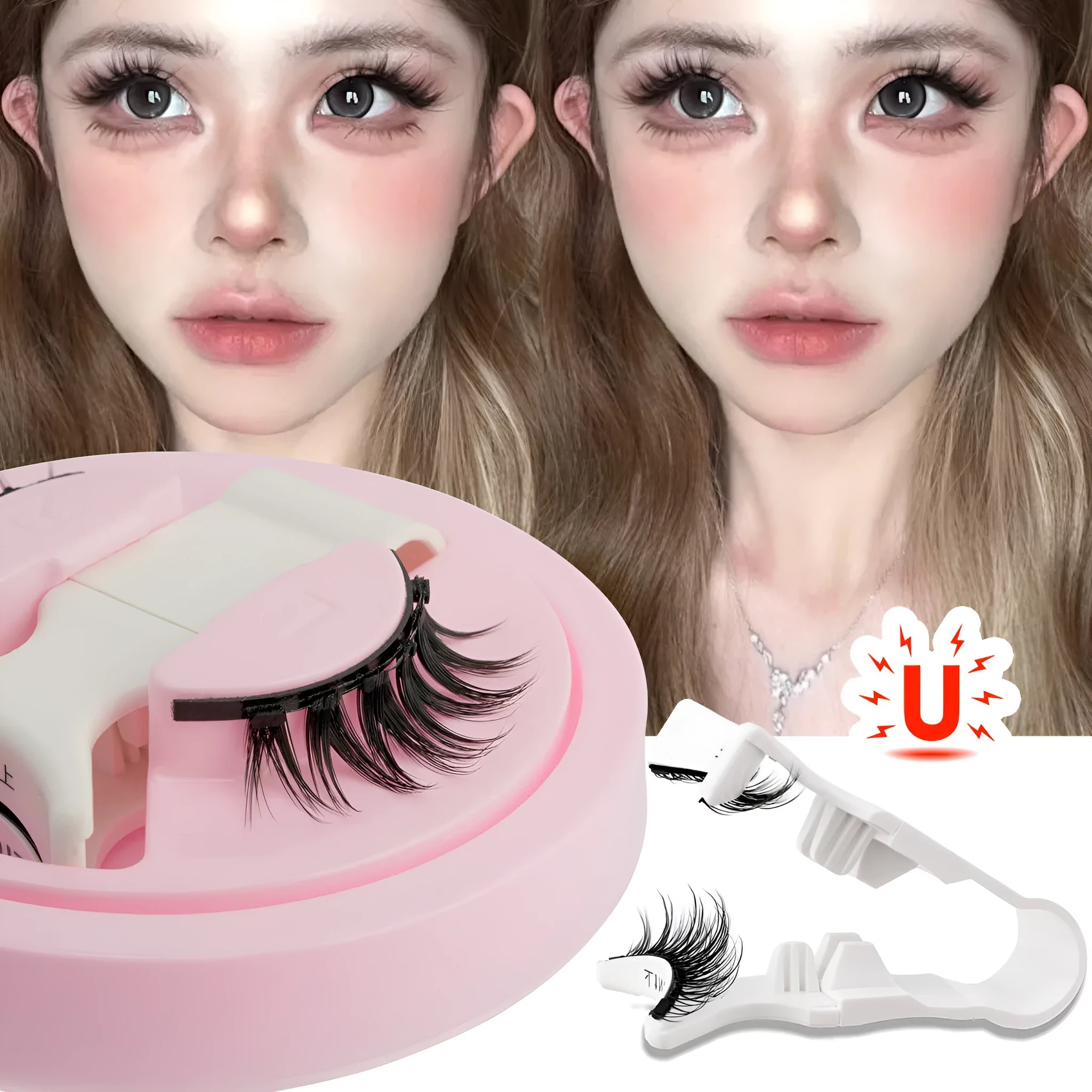 Reusable waterproof false eyelashes in multiple specifications with glue-free design