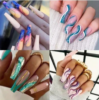 Ballet wave line nail stickers set with jelly glue in multiple pattern options