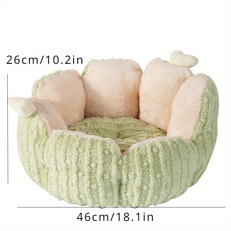 Soft purple cat litter kennel enclosure with removable cushion shown next to size comparison