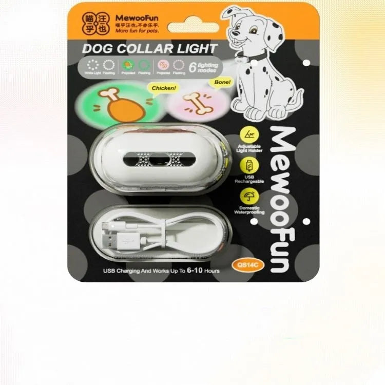 Pet luminous collar accessory in four colour options attached to dog collar