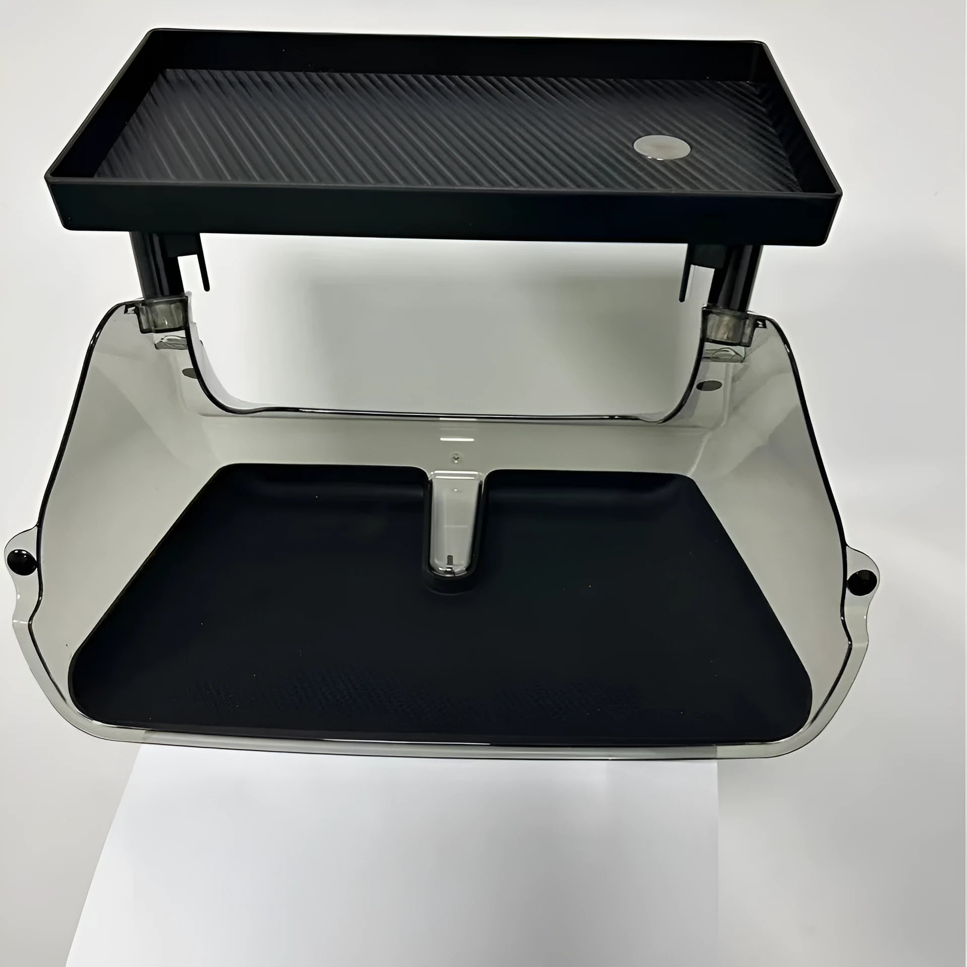 Black ABS plastic storage box for under the Tesla Model 3 and Y centre touchscreen.