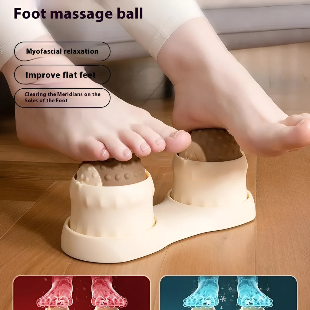 Massage ball set for cold and hot compress therapy in green and brown colours