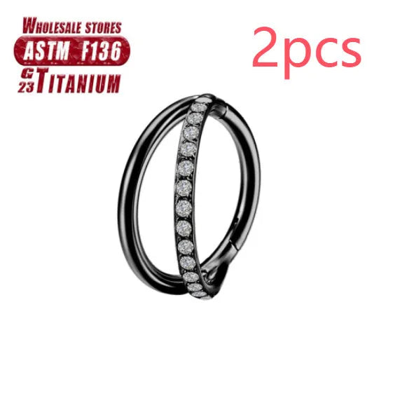 Titanium alloy fork nose ring with screw-on ball closure in silver finish.