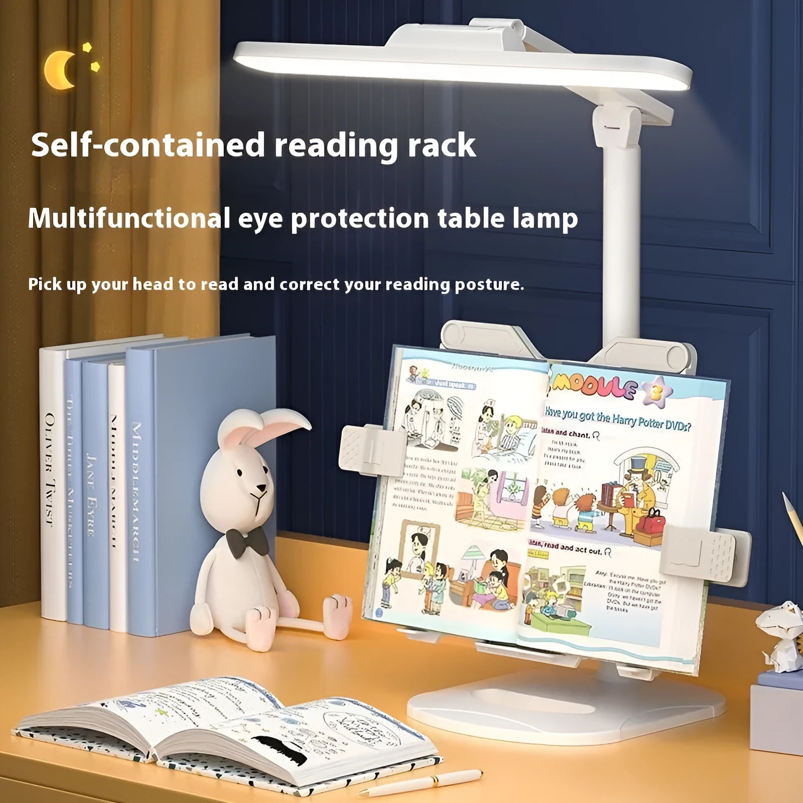 Adjustable table lamp with three colour temperature settings and dual charging/plug-in power options