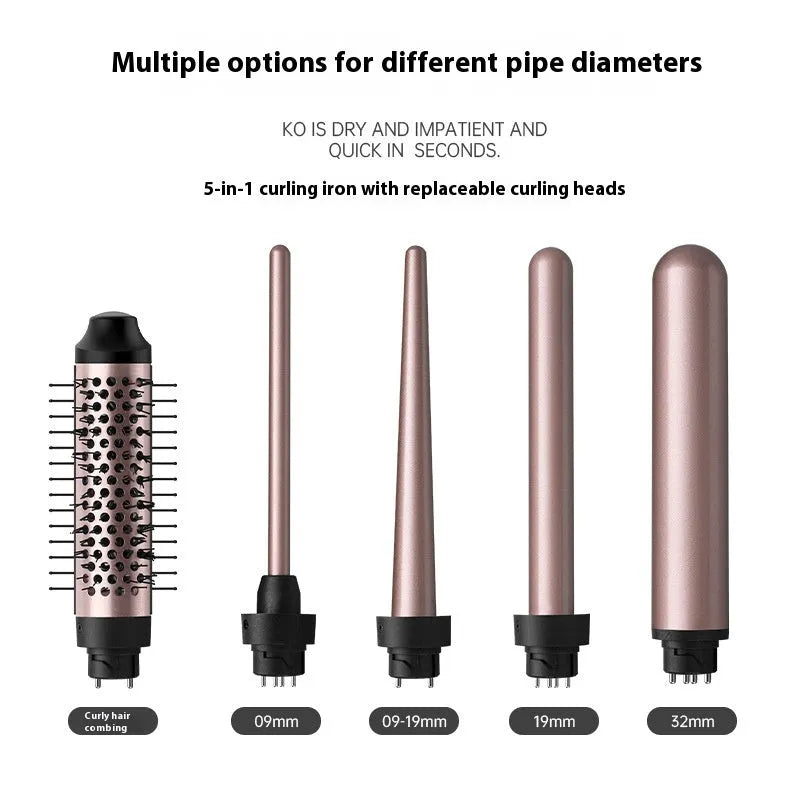 Automatic large wave hair curler in rose gold colour with three headbands for home styling