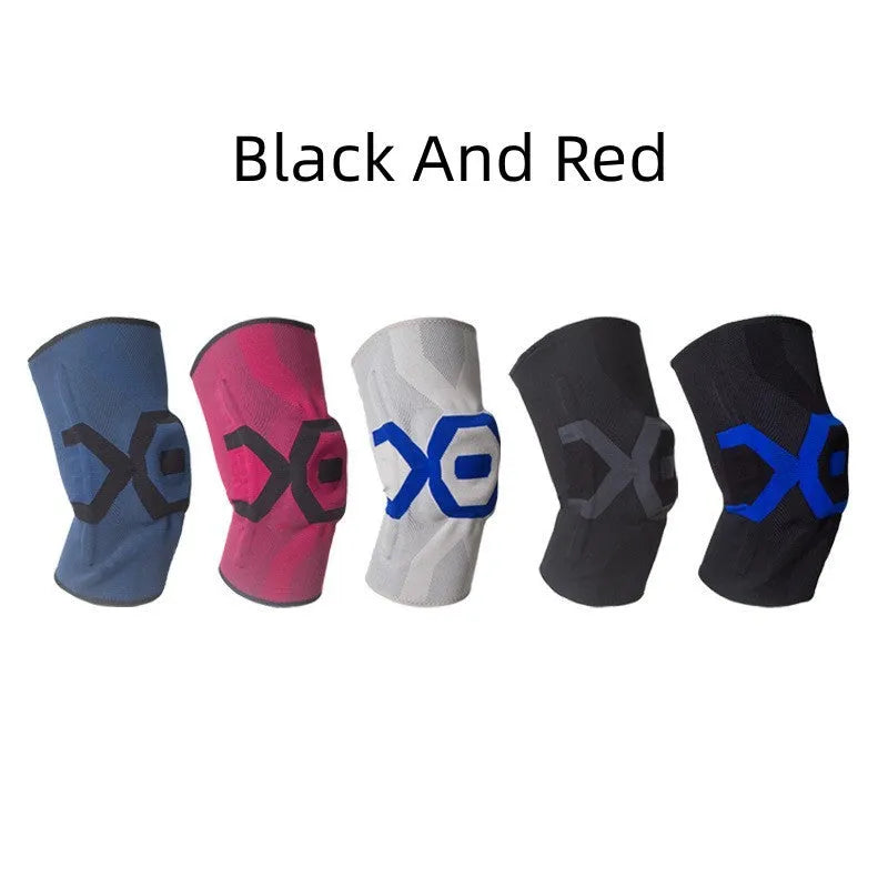Men's silicone knee pad in black and blue color for running and cycling protection