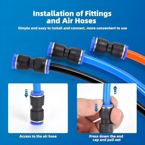 60 pieces of alloy plastic pneumatic push-in connectors with R1/4 and R1/2 threads for air lines