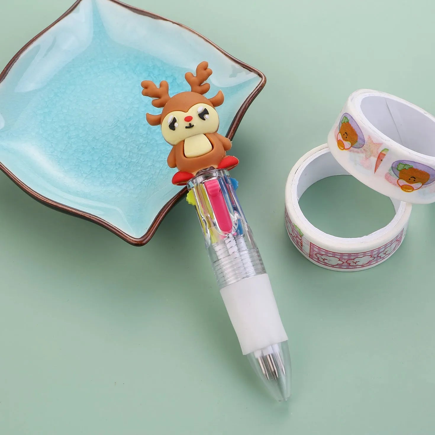 Christmas mini four-colour ballpoint pen with press mechanism and festive designs