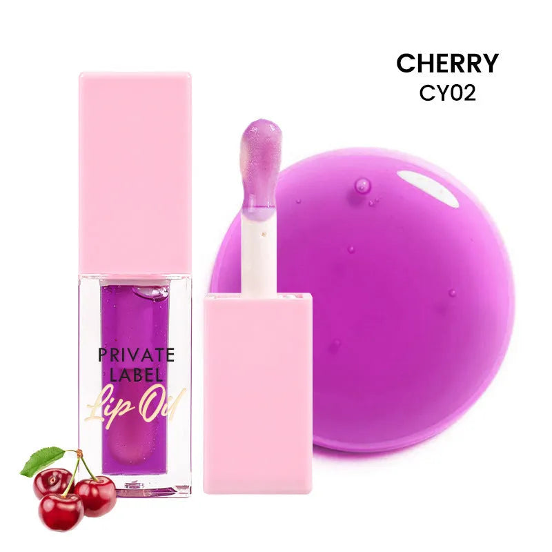 Set of six transparent lip gloss tubes in shades Bird of Paradise, Cherry, Coral, Mango, Strawberry, Watermelon