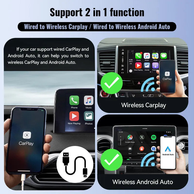 Black Mini CarPlay USB interface adapter measuring 26 x 55 x 13 mm