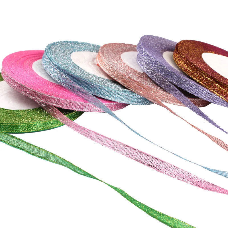 Roll of narrow 0.6cm wide polyester satin ribbon in a choice of colours, showing 22 metre length.