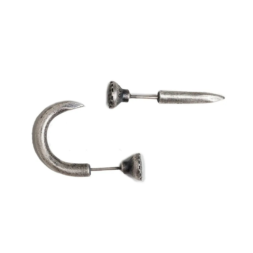 S925 sterling silver nail stud earrings in straight and curved styles with ear hook design