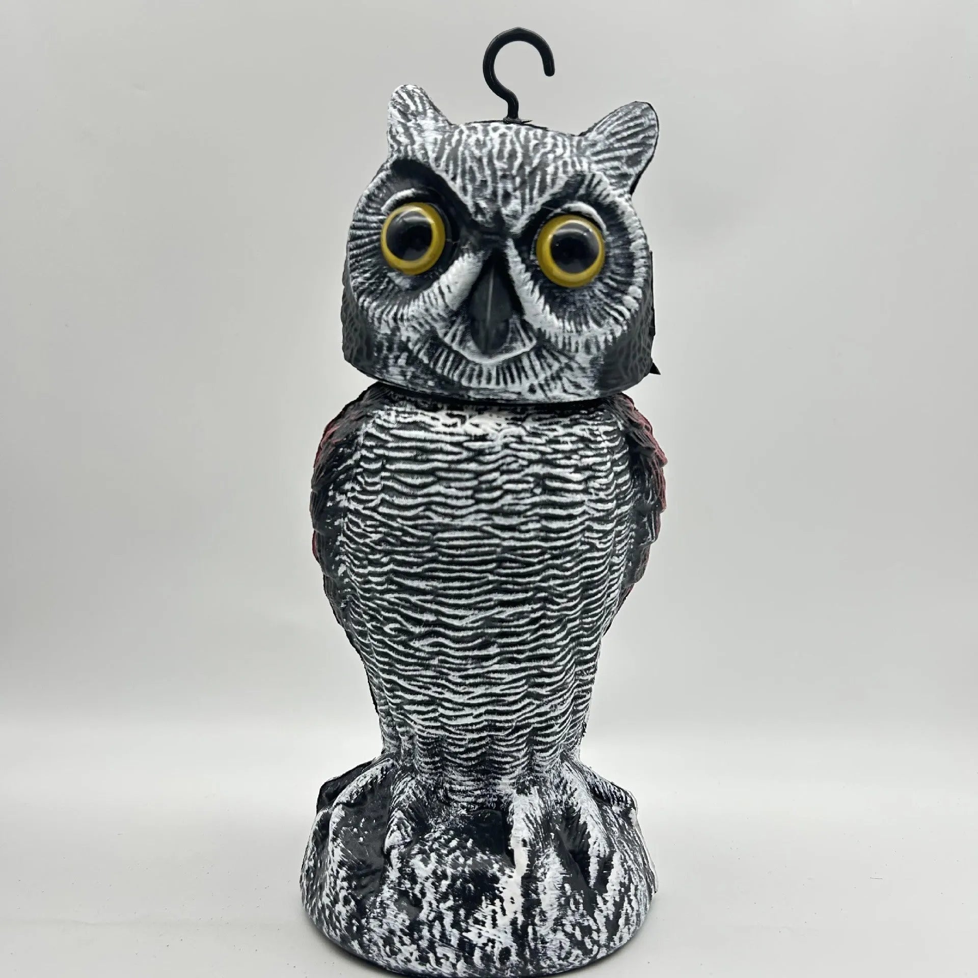 Artificial owl bait ornaments set with shaking head designs for outdoor bird scaring