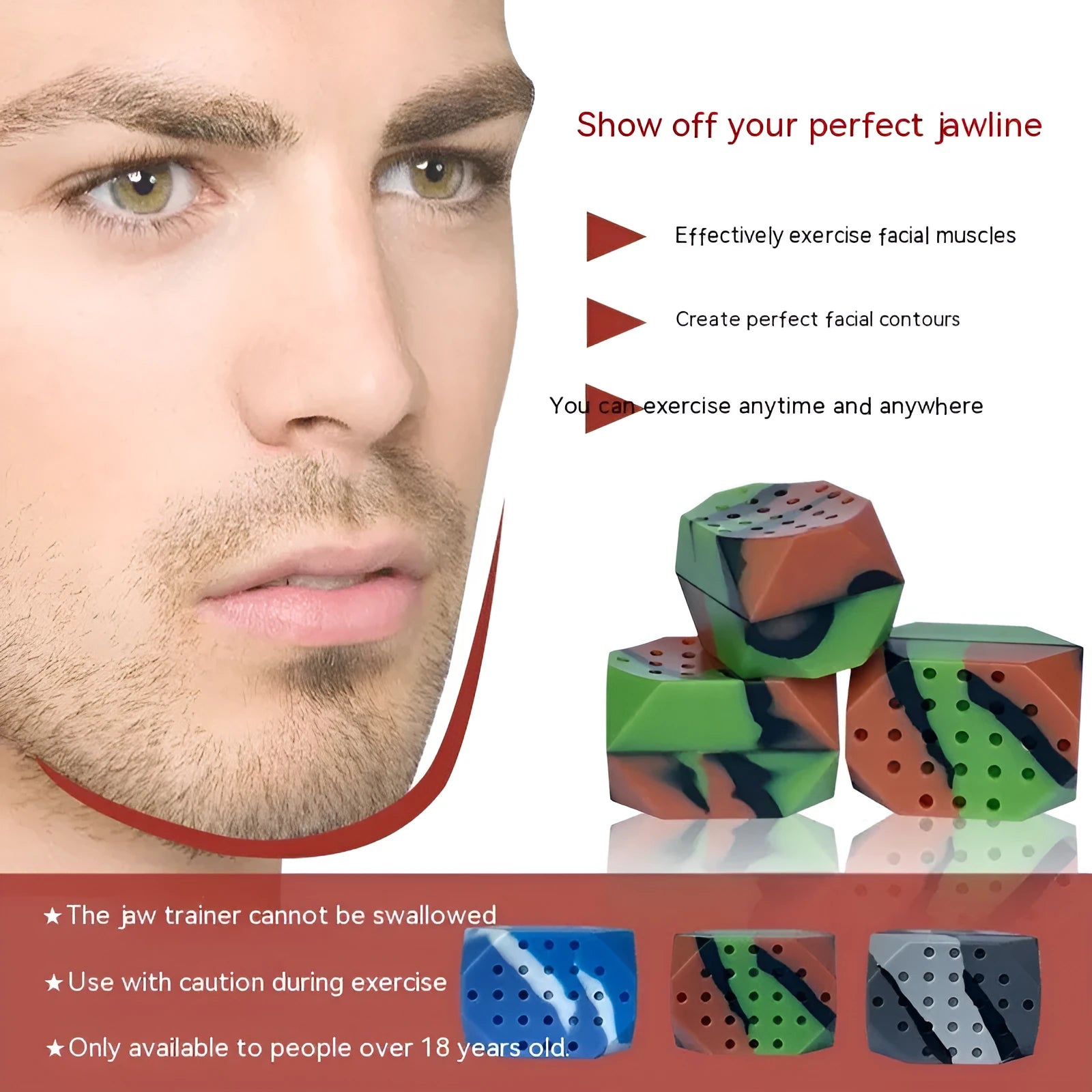 Camouflage silicone jawline trainer balls for facial muscle exercise