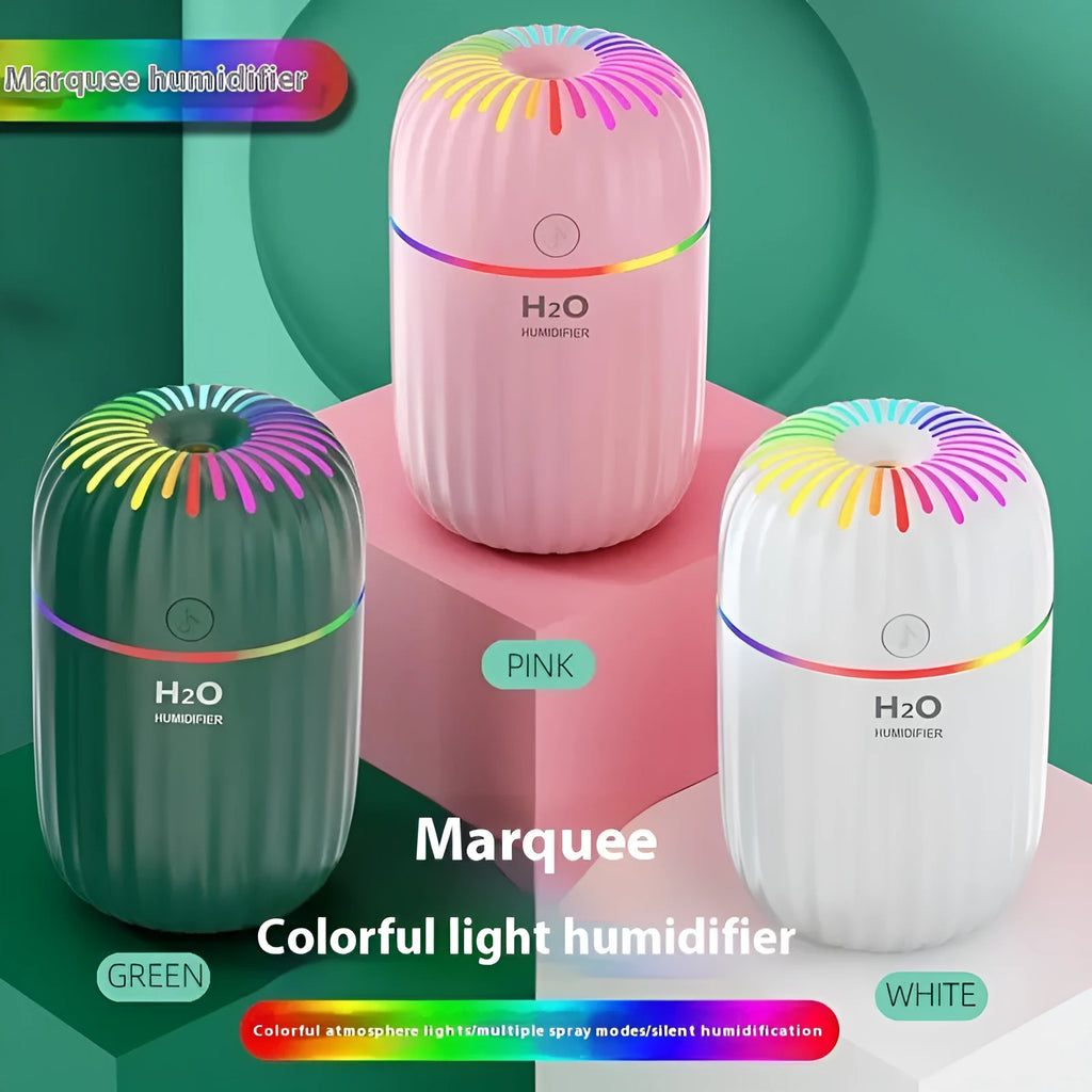 USB-powered mini car humidifier with animal design in green, pink or white colours