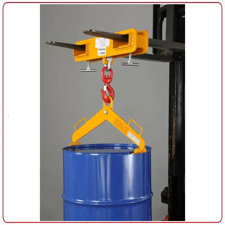 Forklift rotatable drum crane locking hook attachment with safety device and 500kg capacity