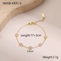 Women's geometric fritillary pattern bracelet and necklace set with 18K gold plating over stainless steel