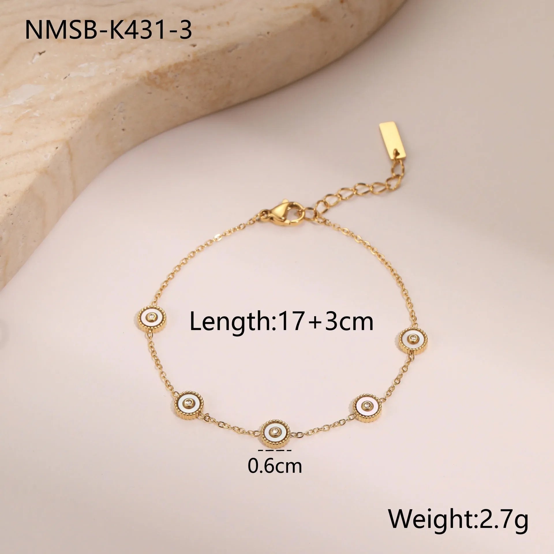 Women's geometric fritillary pattern bracelet and necklace set with 18K gold plating over stainless steel