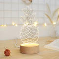 Wood and acrylic pineapple table lamp with USB cable and dimmer controls