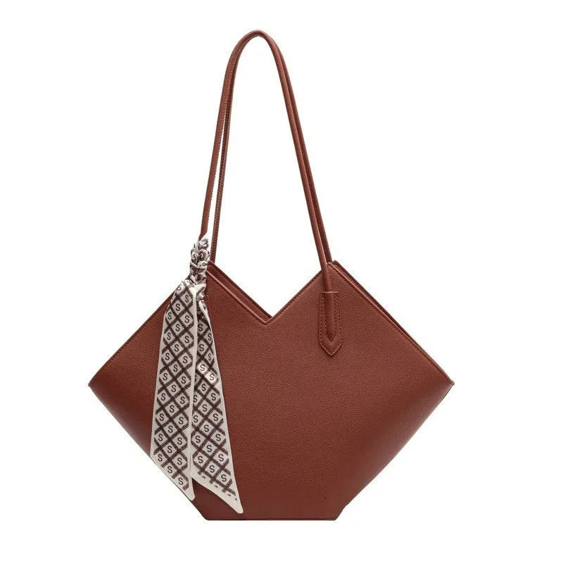 Women's large capacity shoulder bag in horizontal square shape showing black and brown colour options