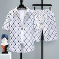 Men's casual sports two-piece set with short sleeve top and matching shorts in various colours