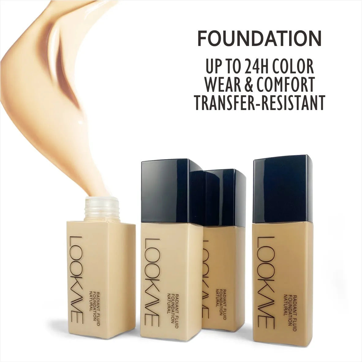 LOOKAVE matte liquid foundation bottle with 21ml content in Ivory White shade