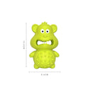 Green and yellow natural rubber dog chew toy for aggressive chewers, shown with a hollow centre for treats.