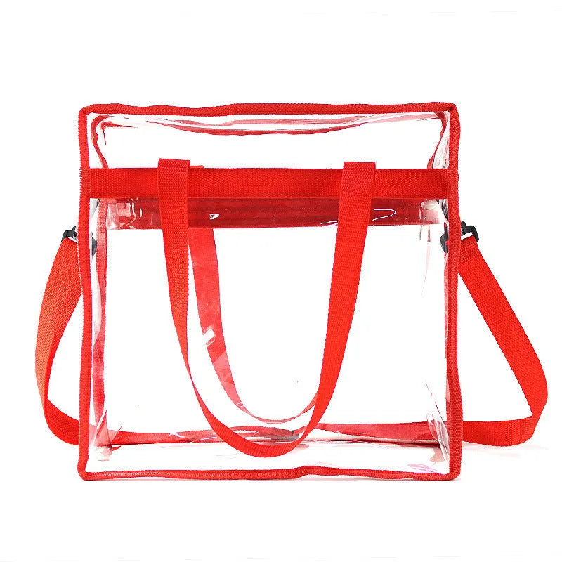 Transparent PVC women's shoulder messenger bag with front compartment and crossbody straps
