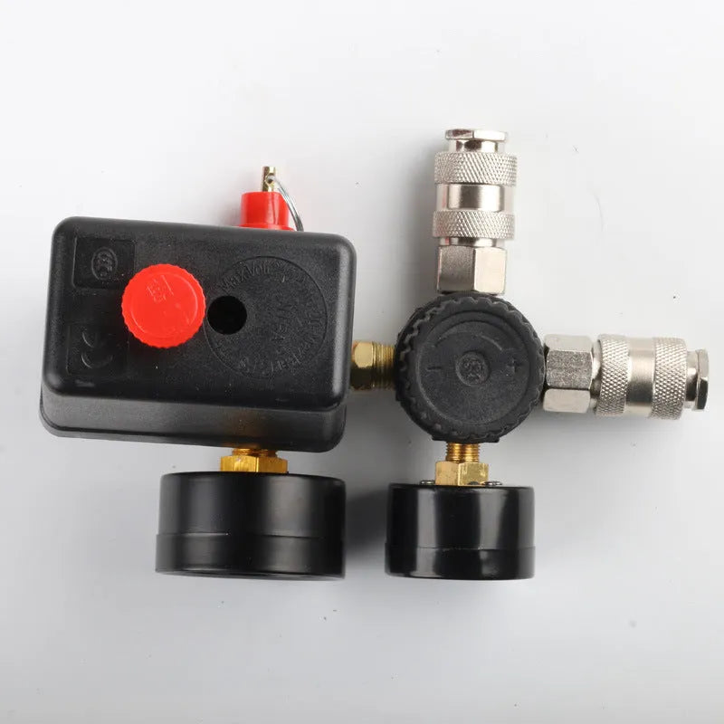 European style air compressor pressure regulating valve assembly with pressure range markings