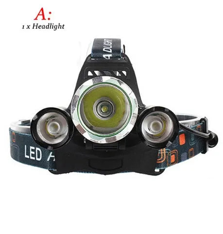 Rechargeable aluminium alloy LED headlamp with 6000 lumens brightness and adjustable waterproof switch for camping