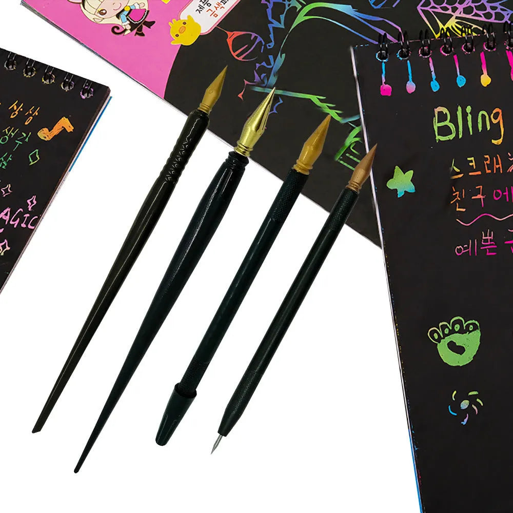 Plastic scratch art pen tool for children's creative activities and paper crafts