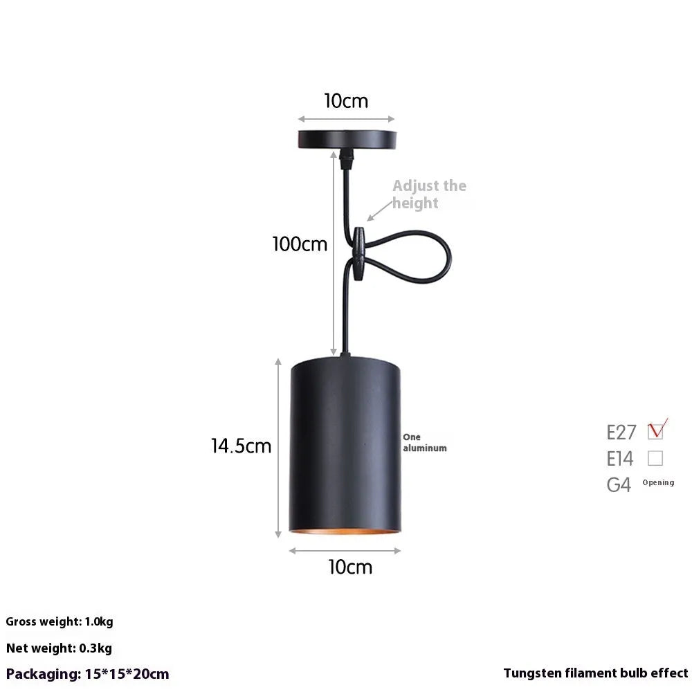 Iron retro art chandelier in matte black finish, shown in long and short variant options for ceiling mounting.