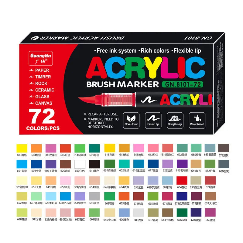 Set of straight liquid acrylic marker pens in multiple colours for art painting and graffiti projects