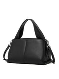 Women's genuine leather messenger bag in horizontal square shape with double shoulder strap