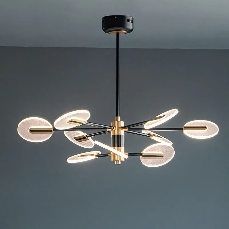 Nordic iron LED chandelier with acrylic details for dining room ceiling lighting