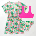 Girls' two-piece floral pattern swimsuit with polyester high elasticity fabric in available sizes