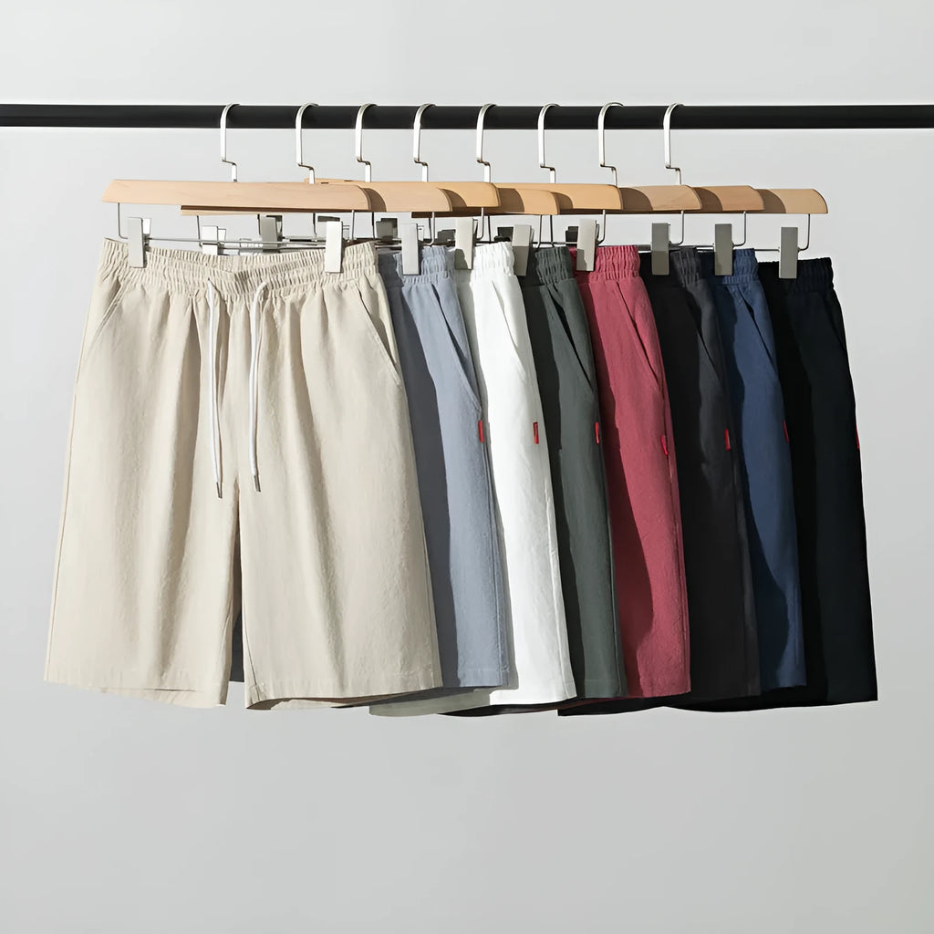 Cotton and linen cropped trousers in solid colours with a drawstring mid-waist