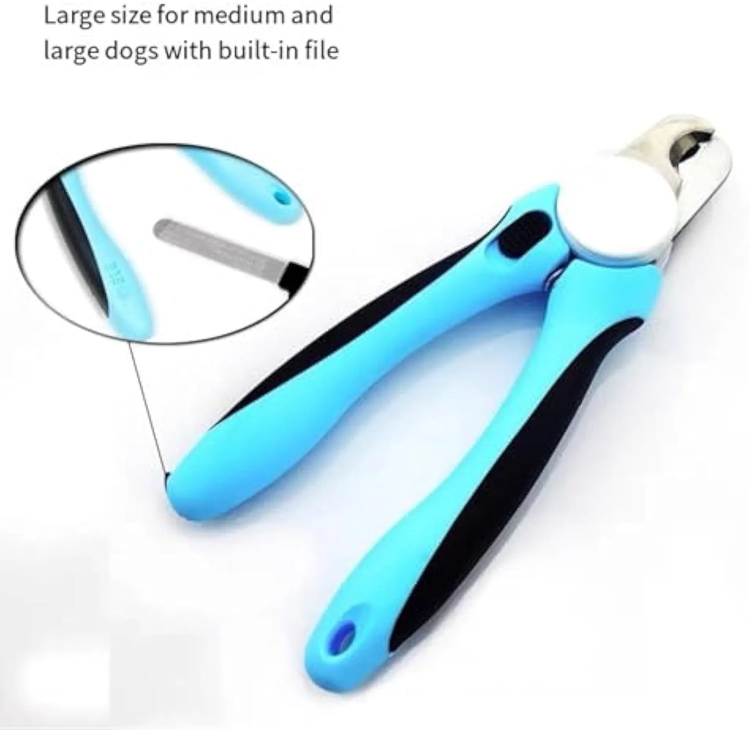 Blue heavy-duty dog nail clippers with a safety guard for large breeds and thick nails