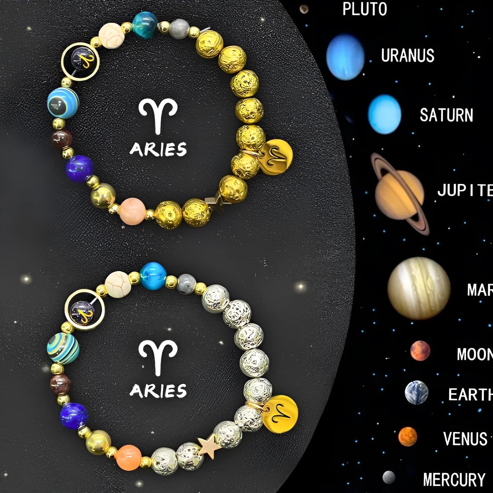 Natural stone beaded bracelets with Chinese zodiac animal designs on elastic cords