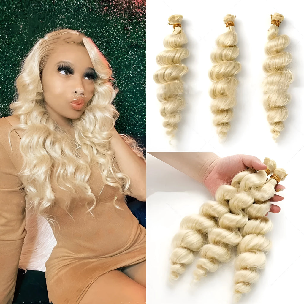 Golden chemical fibre hair weft wig for women in 18, 20 and 22 inch lengths